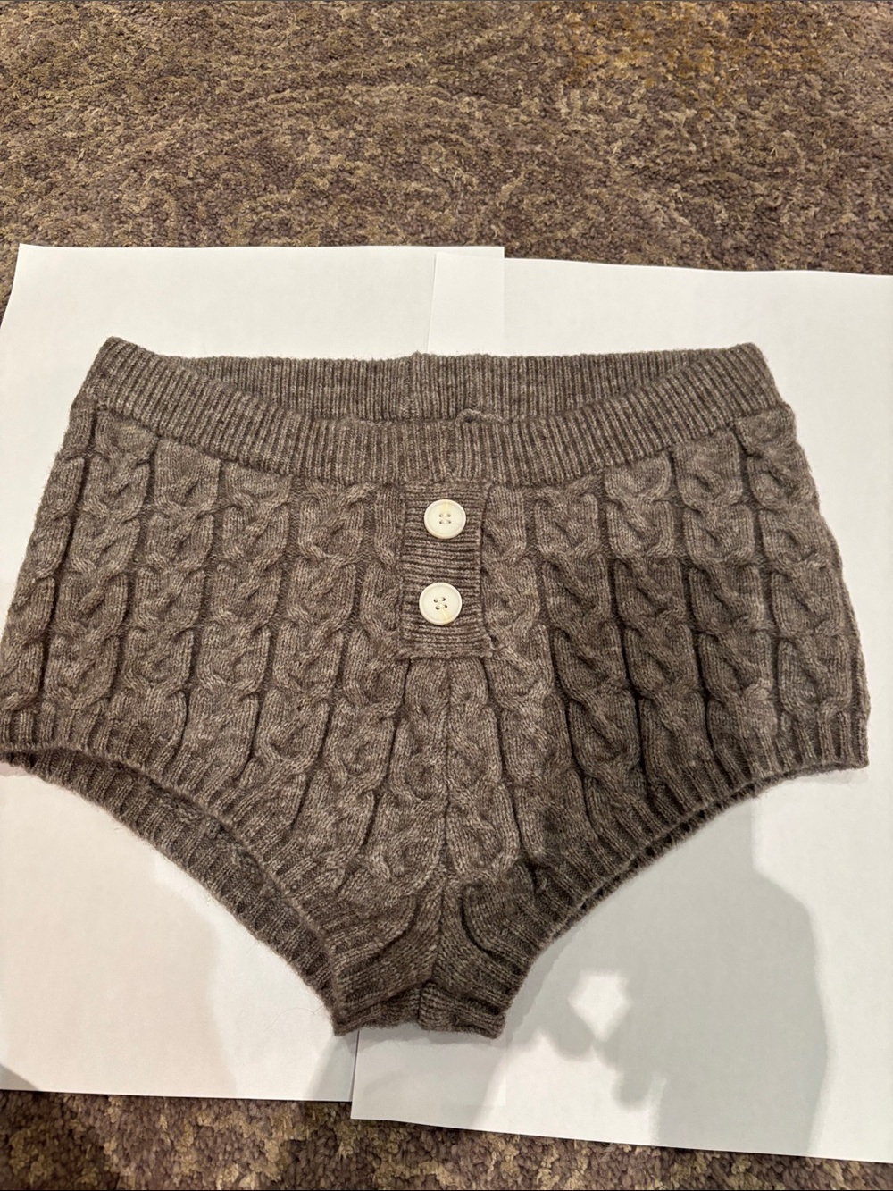 Cozy Cable-Knit Women’s short Shorts — grey in M